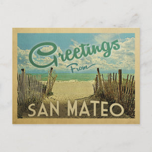 San Mateo Beach Vintage Travel Postcard