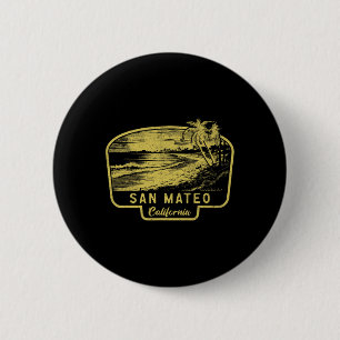 San Mateo California Beach Surf Vintage Blue 6 Cm Round Badge