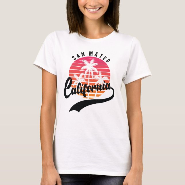 San Mateo, Retro Sunset Women's T-Shirt (Front)