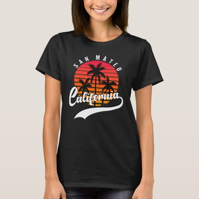 San Mateo, Retro Sunset Women's T-Shirt (Front)