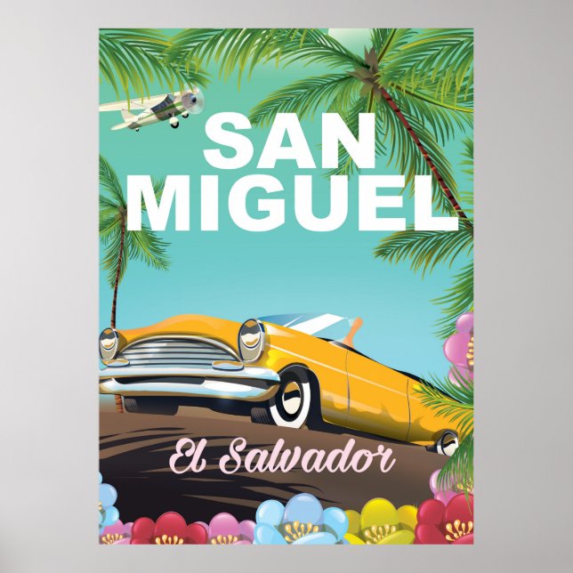 San Miguel El Salvador vintage travel poster (Front)