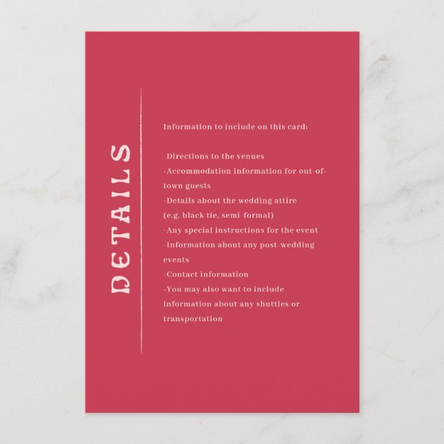 San Miguel Wedding Enclosure Card (Front)