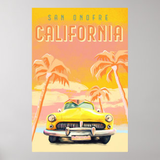 San Onofre, California Sunset. Cool Vintage Surf Poster