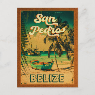 San Pedro Belise Vintage Palm Trees Souvenirs Postcard