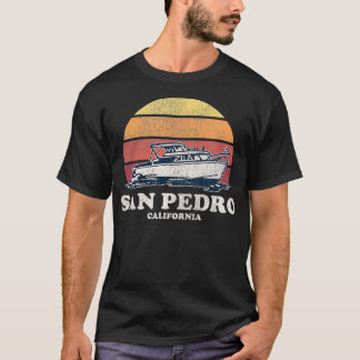 San Pedro CA Vintage Boating 70s Retro Boat Design T-Shirt