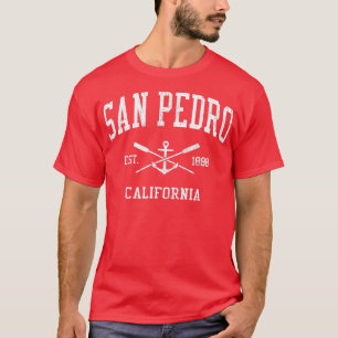 San Pedro CA Vintage Crossed Oars  Boat Anchor Spo T-Shirt