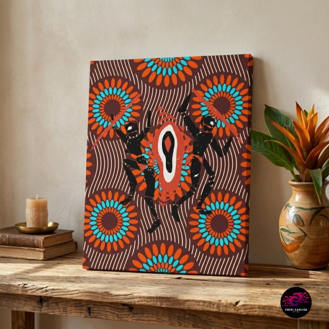 San Rock Rhythm Linocut Canvas Print (Bold Afro-modern rhythm and ceremonial movement brought to life through striking linocut style.)