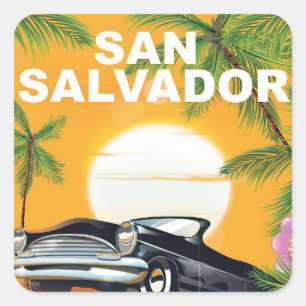 San Salvador Vintage travel poster Square Sticker