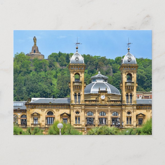 San Sebastian. A view of the statue of Christ. Postcard (Front)
