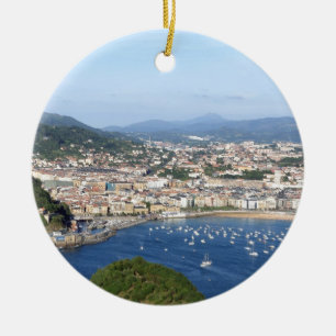 San Sebastian beautiful scenic coastline Ceramic Tree Decoration