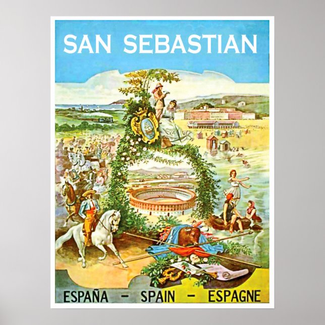 San Sebastian, Spain, vintage art, travel Poster (Front)