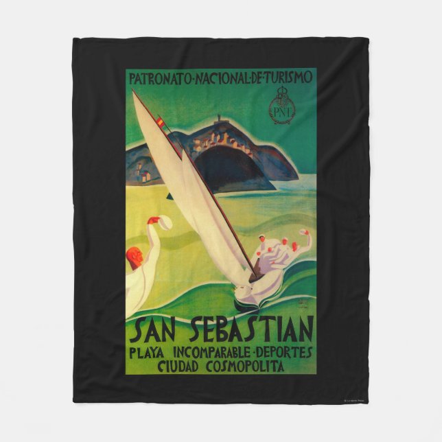 San Sebastian Vintage PosterEurope Fleece Blanket (Front)