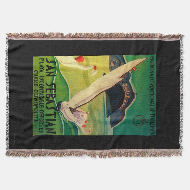 San Sebastian Vintage PosterEurope Throw Blanket (Front)