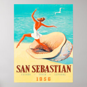San Sebastian, woman is coming from a shell Poster