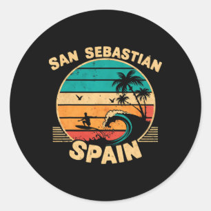 San Sestian Spain City Pionate About Surfing Waves Classic Round Sticker