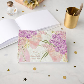 San Telmo Terracotta bow and Dusty rose bouquet Guest Book