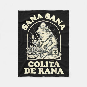 Sana Sana Colita De Rana Cute Frog Design  Fleece Blanket