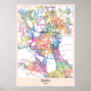 Sana'a Yemen City Map Poster