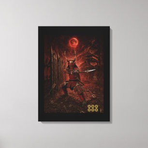 Sanada Yukimura Samurai Armour Red Moon Canvas Print