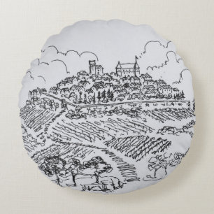 Sancerre Vineyards Loire Valley, France Round Cushion