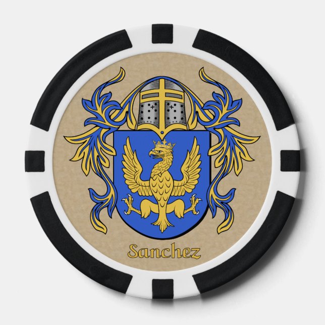Sanchez Heraldic Arms Poker Chips (Front)