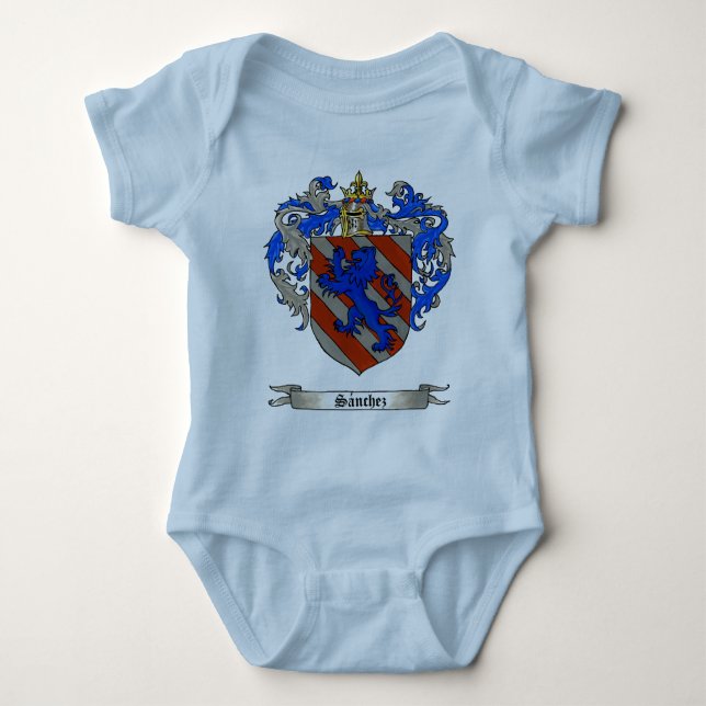 Sanchez (of Asturias) Coat of Arms Baby Bodysuit (Front)