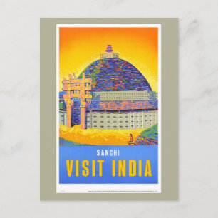 Sanchi Visit India Vintage Travel Poster Postcard