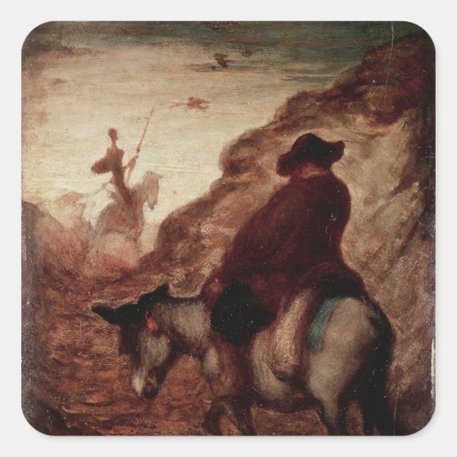 Sancho and Don Quixote, 19th century Square Sticker (Front)