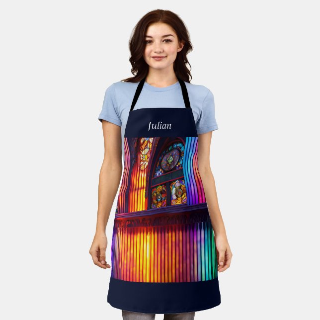 Sanctuary | Rainbow Church Art Personalised Apron (Worn)