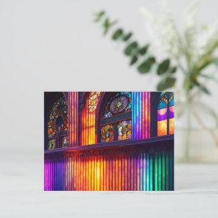 Sanctuary Rainbow Church Interior Digital Art Postcard