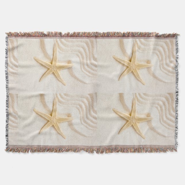 Sand and a Starfish natural neutral colour  Throw Blanket (Front)
