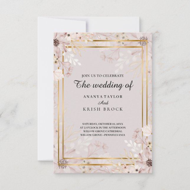 Sand and Natural Romantic wedding Invitation (Front)