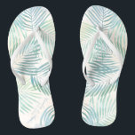 Sand and Palms Beach Wedding Bridal Party Jandals<br><div class="desc">Watercolor palm branches and a sandy wash with beach blue accents. A modern,  elegant yet breezy design.
Great gear for your bridal party. They can kick their shoes off and dance the night away. Stuff them into the pretty tote bag in the collection. They'll use them over and over.</div>