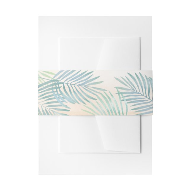 Sand and Palms Beach Wedding Invitation Belly Band (Front Example)