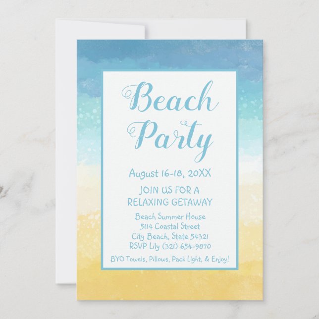 Sand and Sea Beach Getaway Invitation (Front)