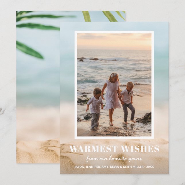 Sand and Sea Beach Photo Christmas Holiday Card (Front/Back)