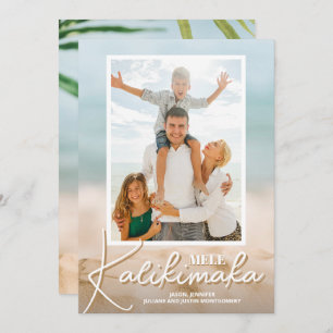 Sand and Sea Beach Photo Mele Kalikimaka Holiday Card