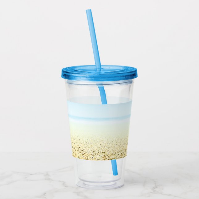 Sand and Sea Calm Coastal Acrylic Tumbler (Left)