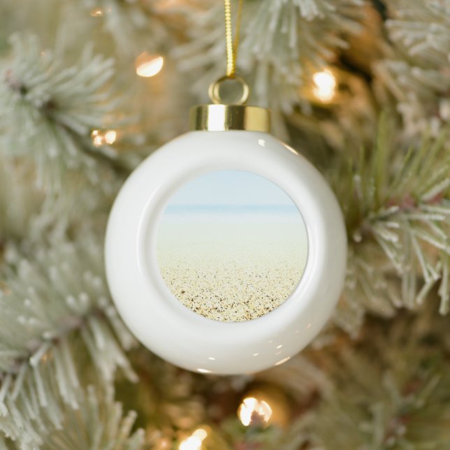 Sand and Sea Calm Coastal Ceramic Ball Christmas Ornament (Tree)