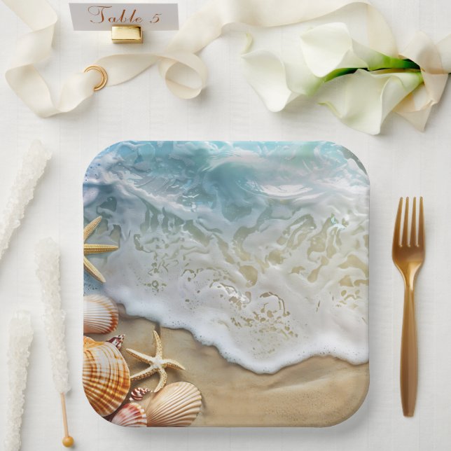 Sand and Sea Paper Plate (Wedding)