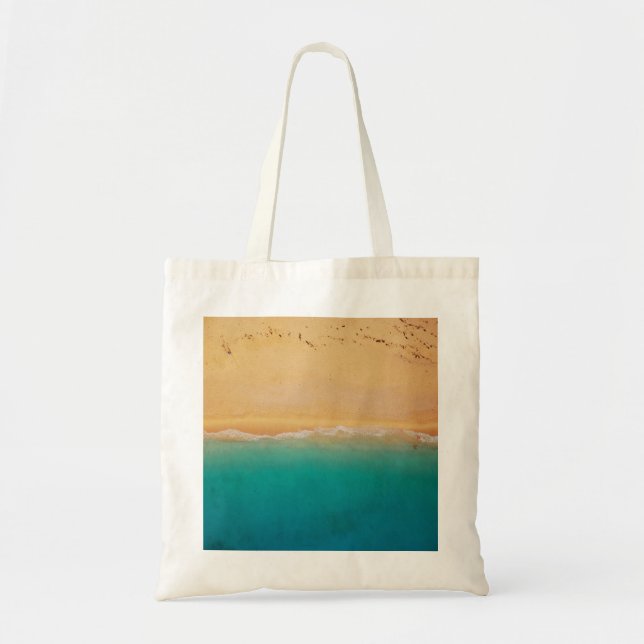 Sand and Sea Shoreline from Above Tote Bag (Front)