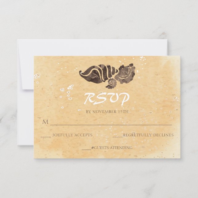 Sand and Seashells/Beach Wedding RSVP Cards (Front)
