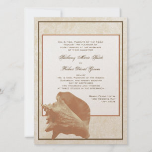 Sand and Shell Ocean Shore Wedding Invitation