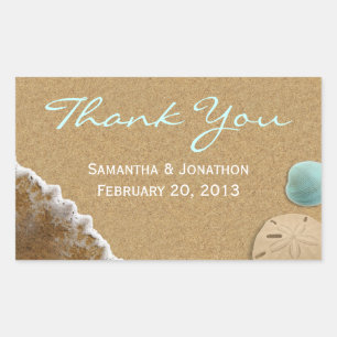 Sand and Shells Beach Theme Wedding Thank You Rectangular Sticker