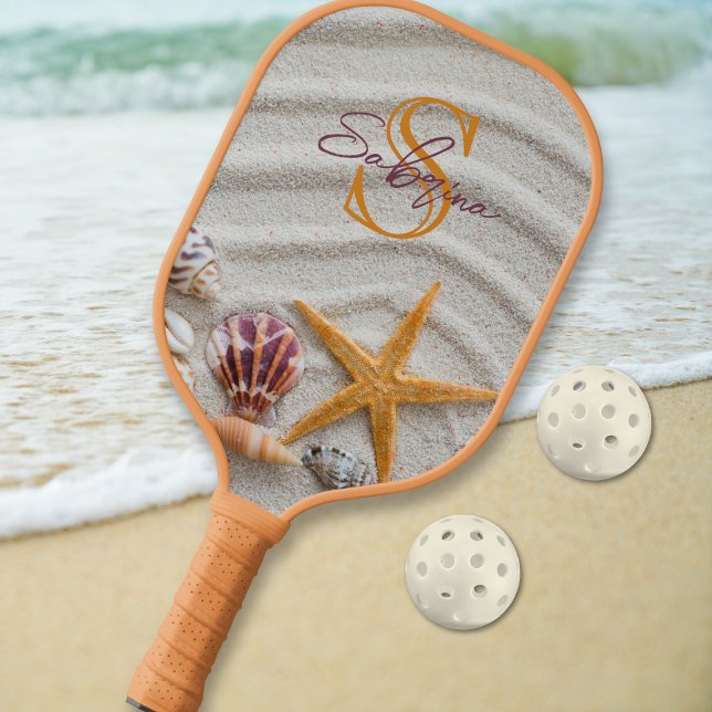 Sand and Shells Monogram Pickleball Paddle (Creator Uploaded)