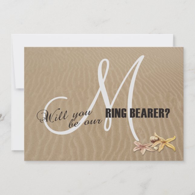 Sand and Starfishes Beach Monogram Ring Bearer (Front)
