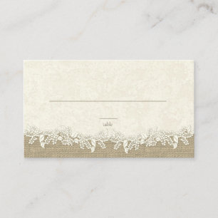 Sand and Stars Burlap Beach Theme Place Cards