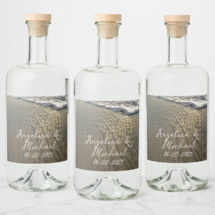 Sand and Surf Beach Destination Wedding Liquor Bottle Label