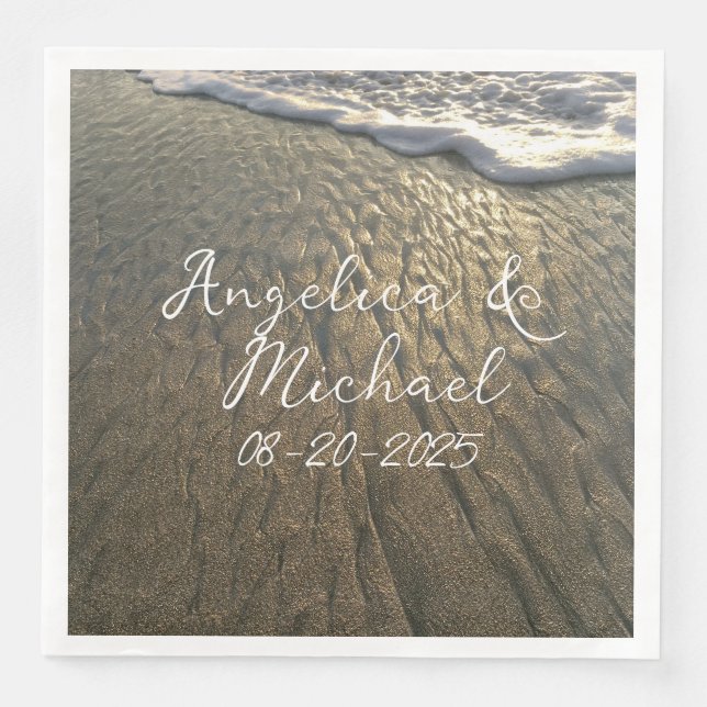 Sand and Surf Beach Destination Wedding Napkin (Front)