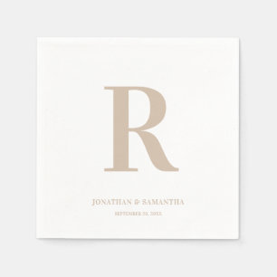 Sand and White Wedding Monogram Modern Napkins